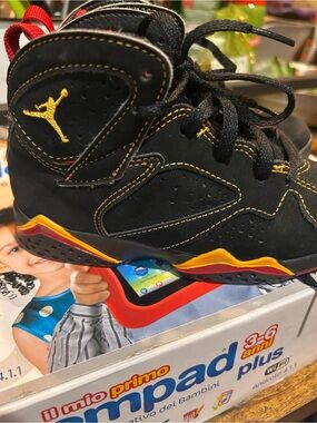 Jordan Kids Black and Yellow Basketball Sneakers